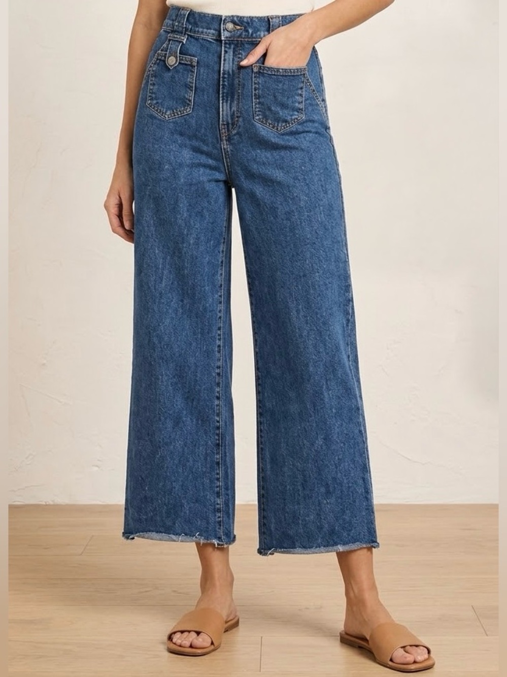 VERONICA BEARD Grant Wide Leg Crop Jeans Lakewood Wash Size 26